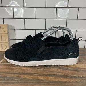 Skechers Madison Ave Kid You Knot Womens Sz 7 Shoes Black Suede Comfort Slip On